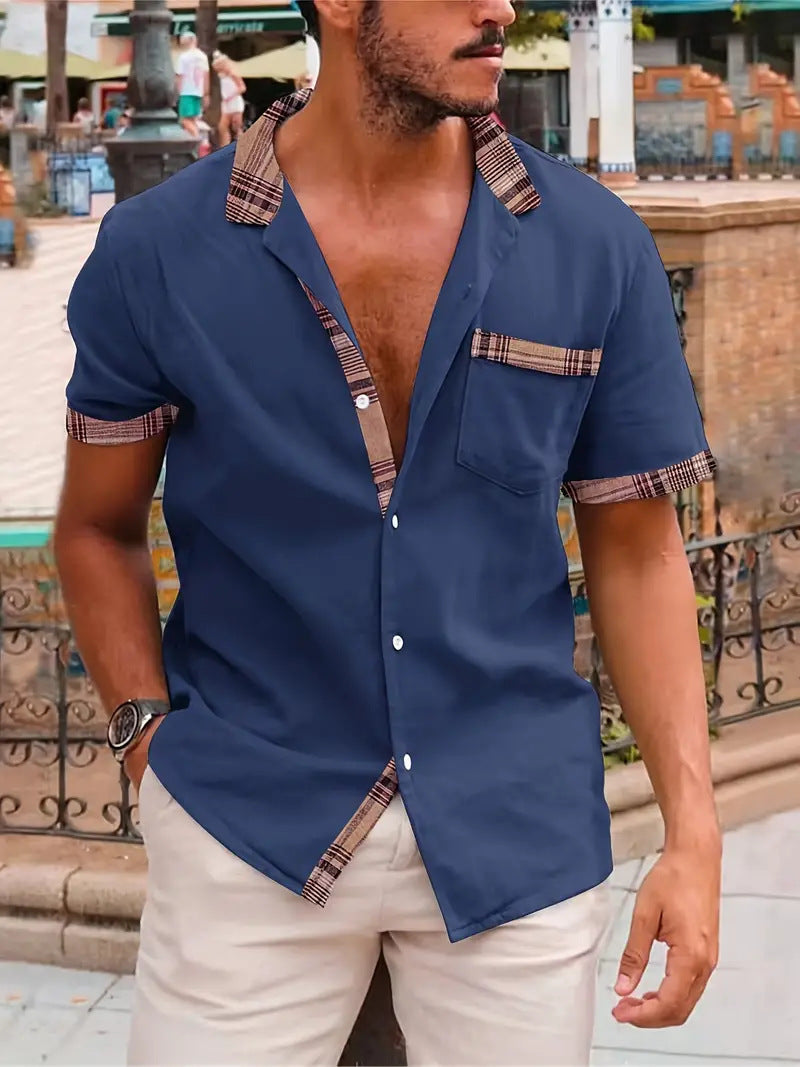 Herren Kurzarm Freizeithemd mit Karodetail – Modernes Sommerhemd für Alltag und Urlaub