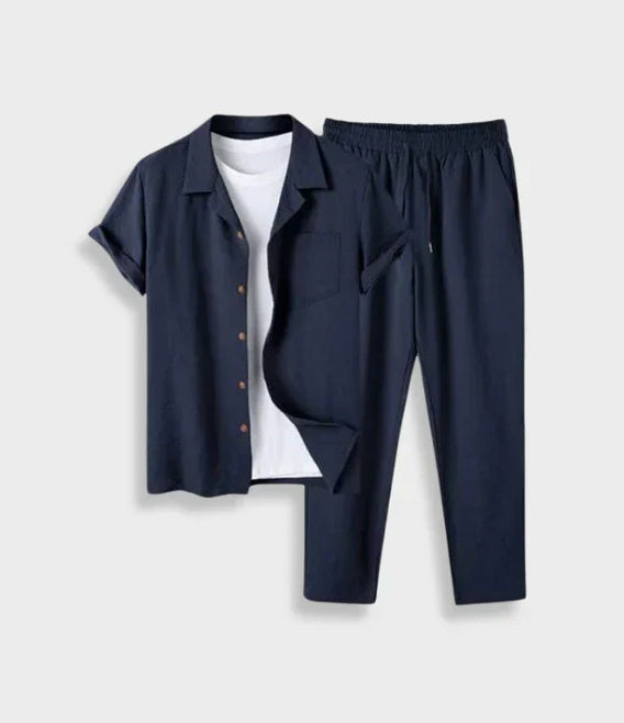 Chris – Digitales Baumwoll- und Leinenhemd Outfit