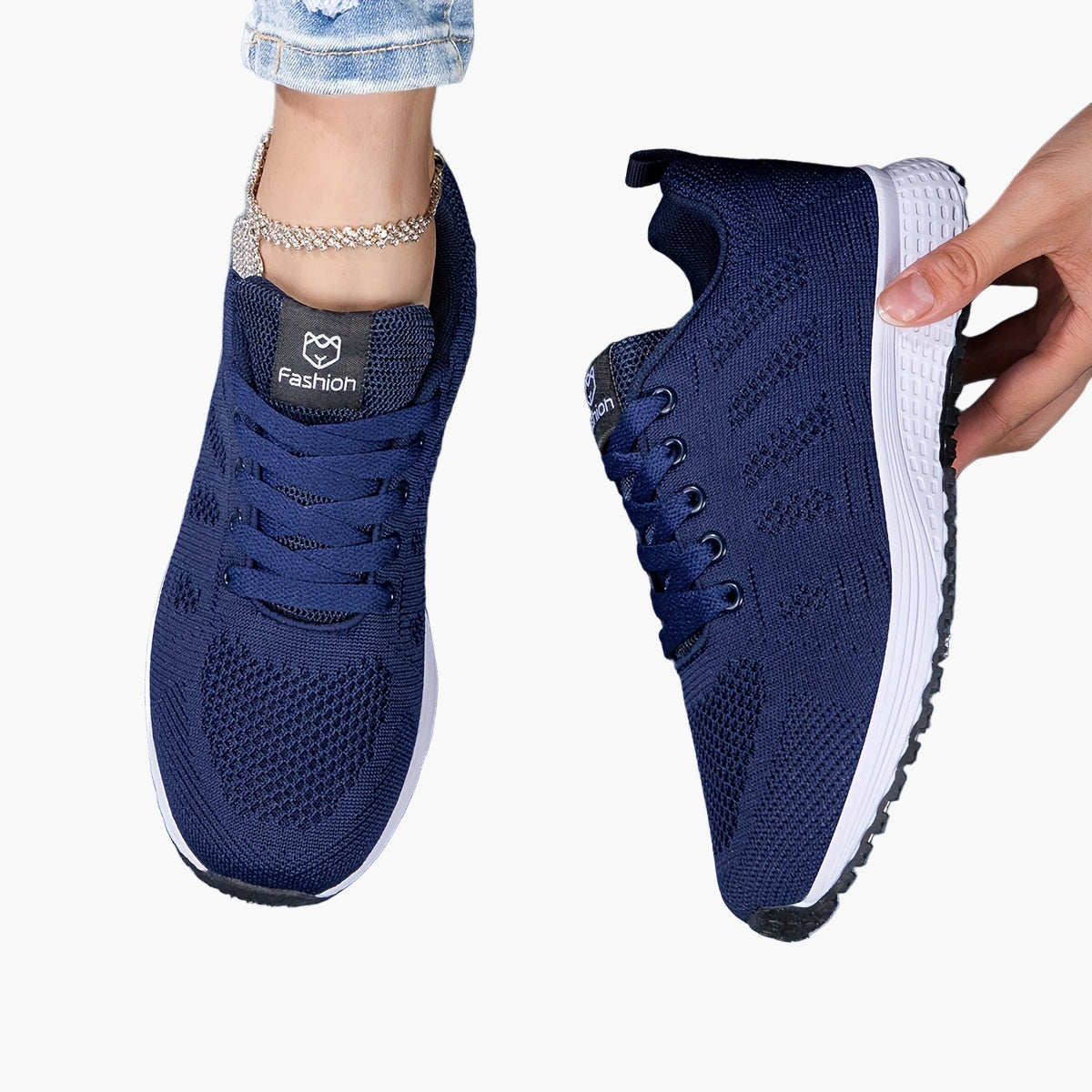 Damen Sportschuhe für Fitness und Alltag – Bequeme Sneaker mit atmungsaktivem Mesh und Schnürung