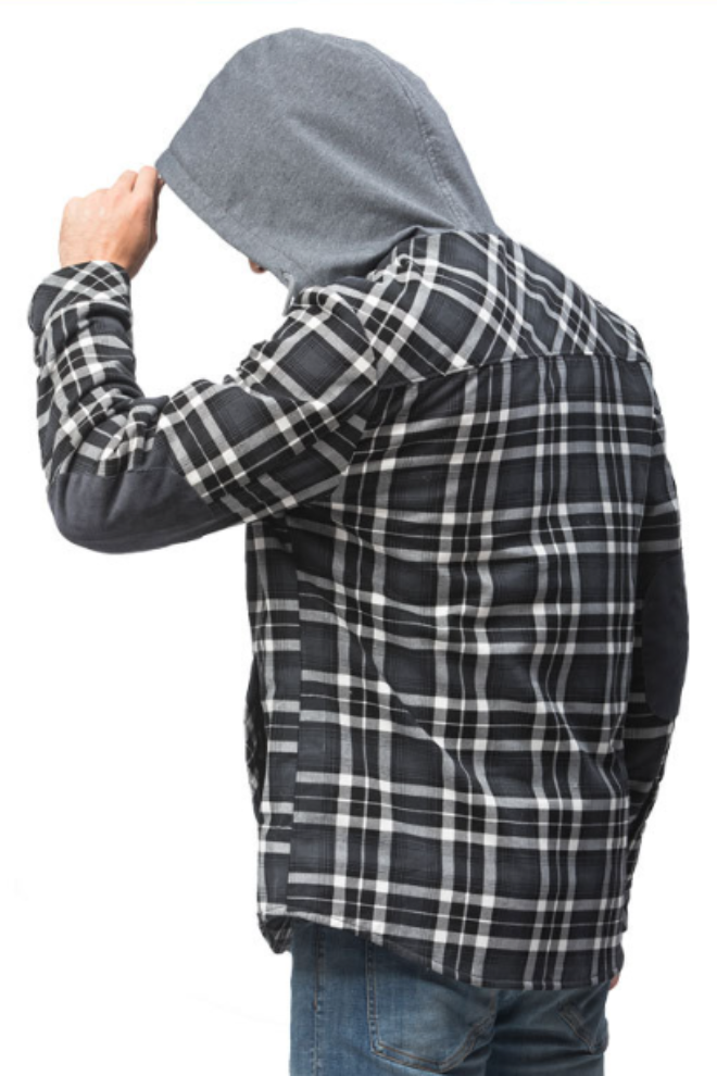 Herren Kapuzen Holzfällerjacke – Kariertes Flanellhemd mit Fleece-Futter, Outdoor & Freizeit