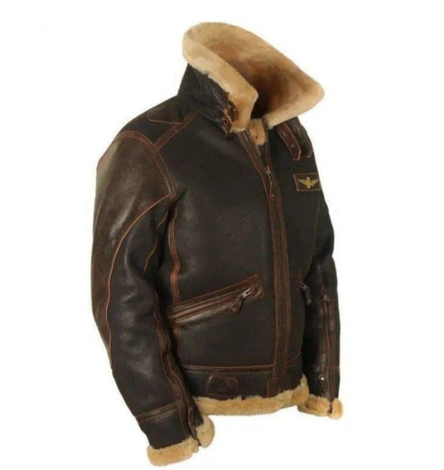 Herren Vintage Fliegerjacke mit Fellkragen – Klassische Winter Veganlederjacke für stilvolle Outdoor-Abenteuer