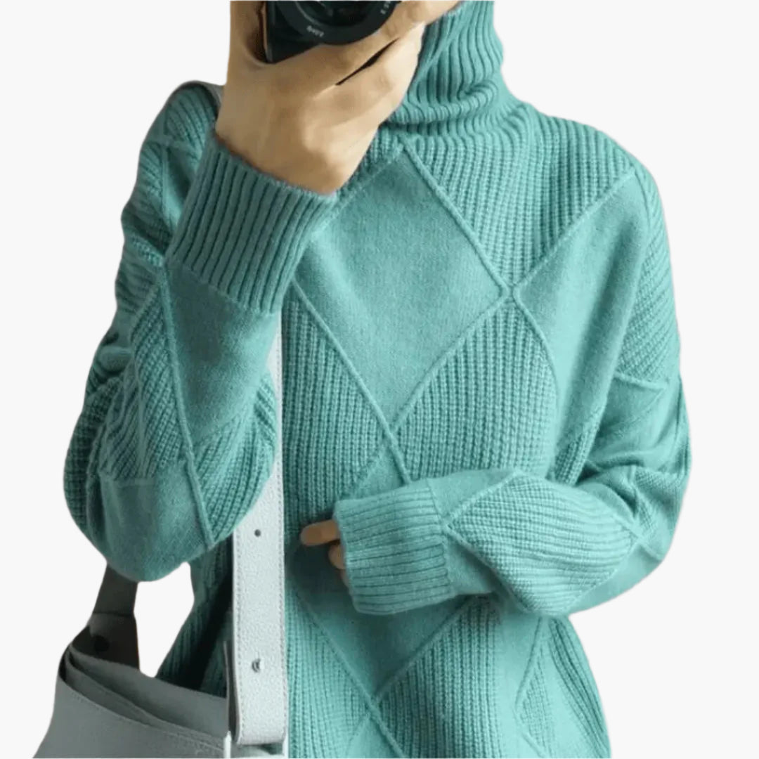 Damen Strickpullover mit Rautenmuster – Modischer Oversize-Pullover für Alltag und Büro