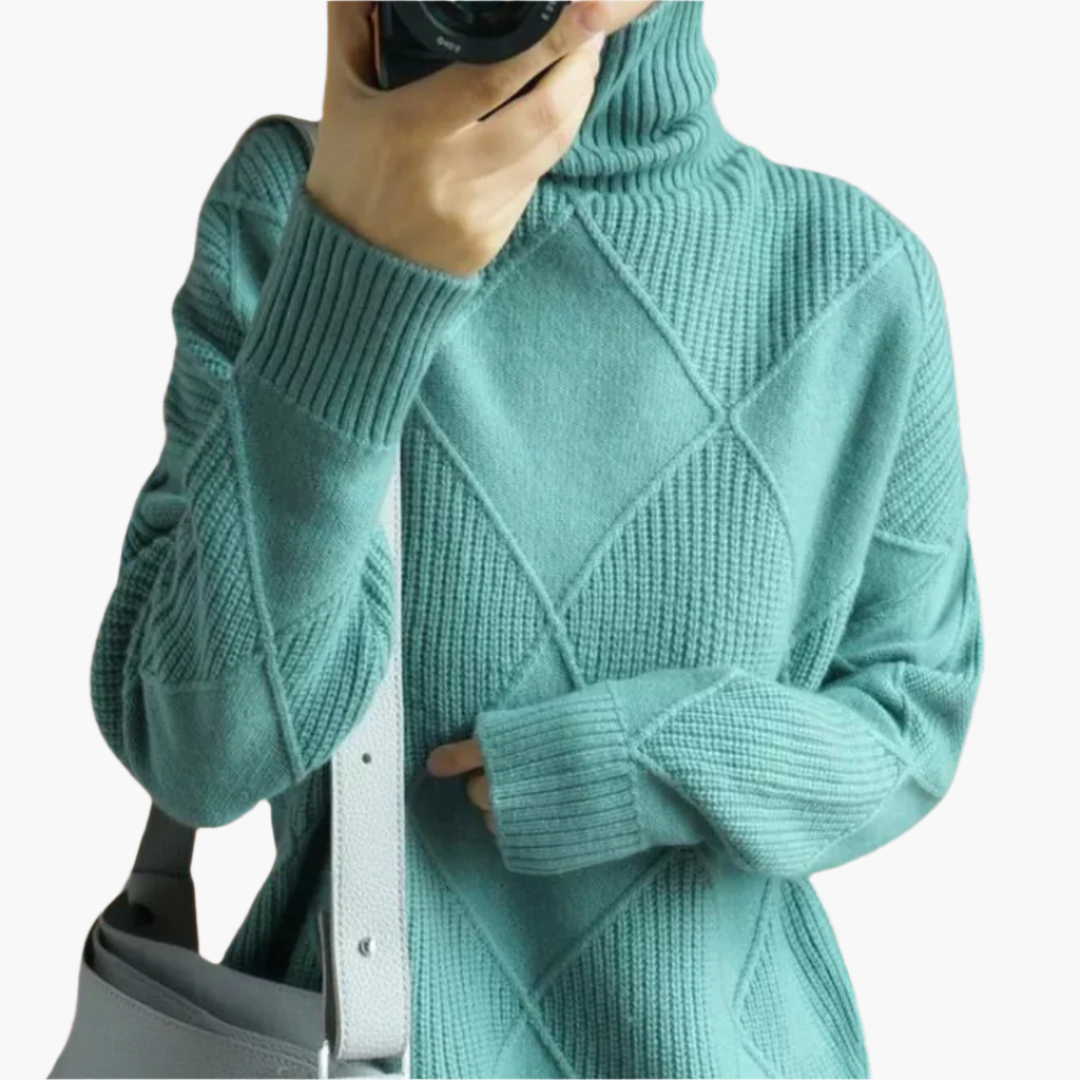 Damen Strickpullover im modernen Rautenmuster – Stilvoller Freizeitpulli für Alltag und Büro