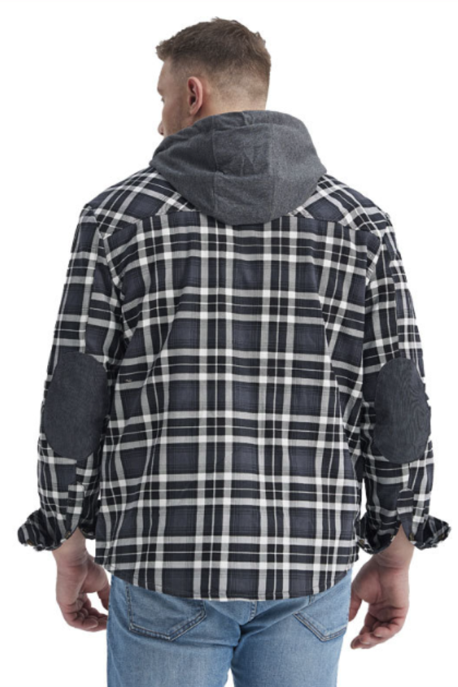 Herren Kapuzen Holzfällerjacke – Kariertes Flanellhemd mit Fleece-Futter, Outdoor & Freizeit
