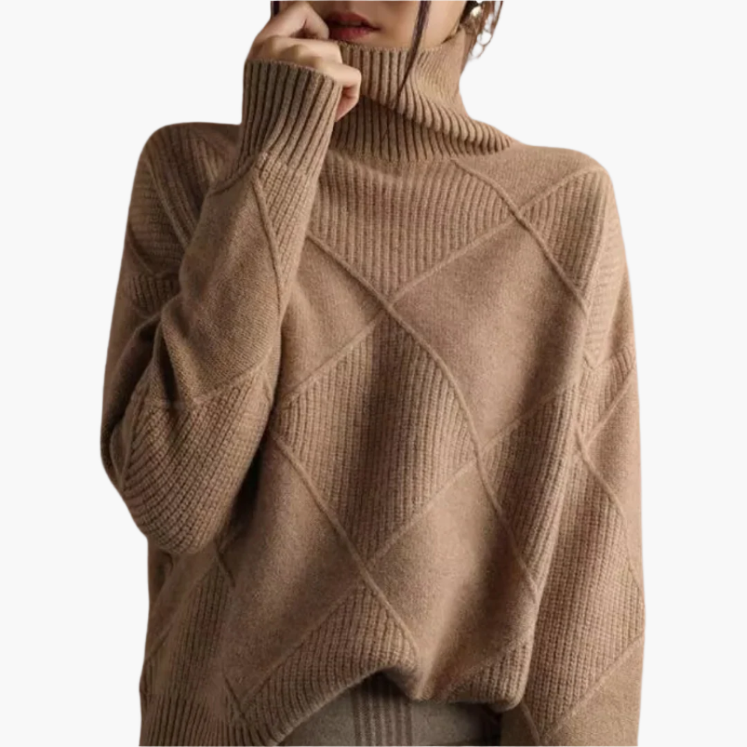 Damen Strickpullover im modernen Rautenmuster – Stilvoller Freizeitpulli für Alltag und Büro