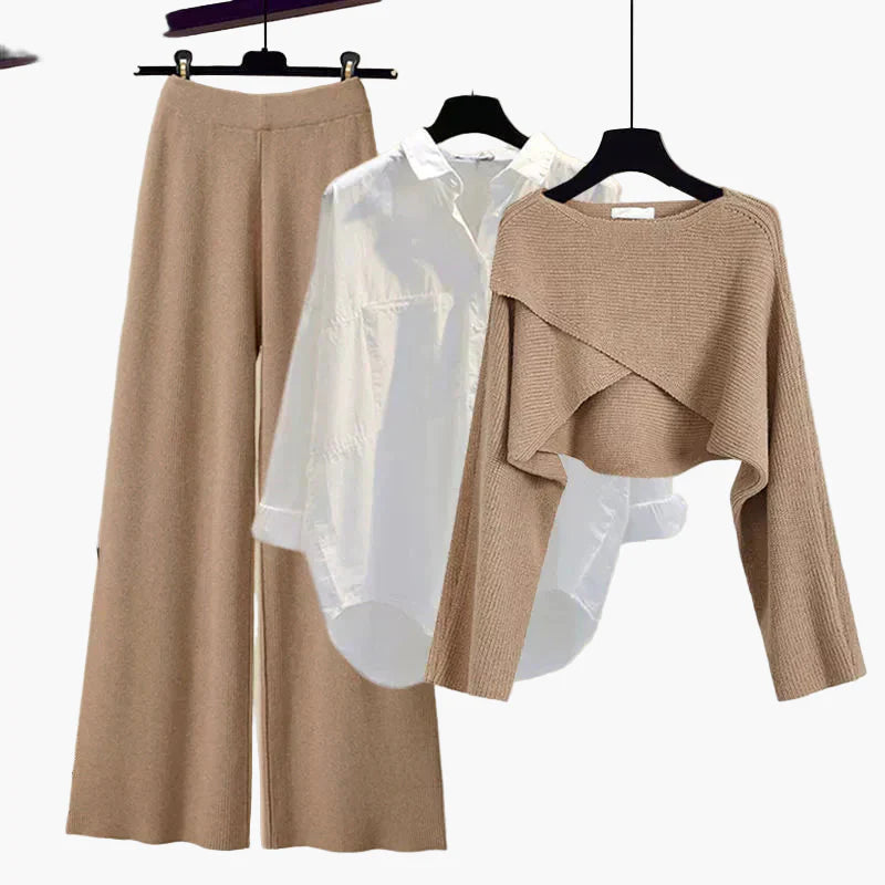 Damen Dreiteiliges Loungewear Set – Modernes Langarm-Outfit für Freizeit & Alltag
