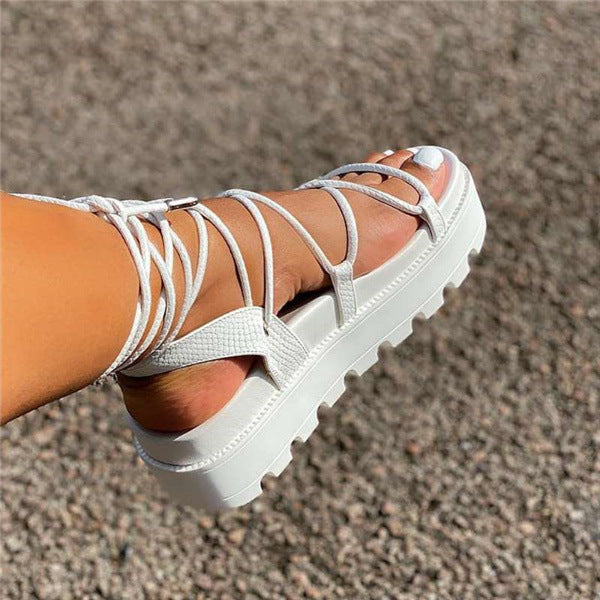 Jessica – Römische Damenplattform-Sandalen in Uni-Farben