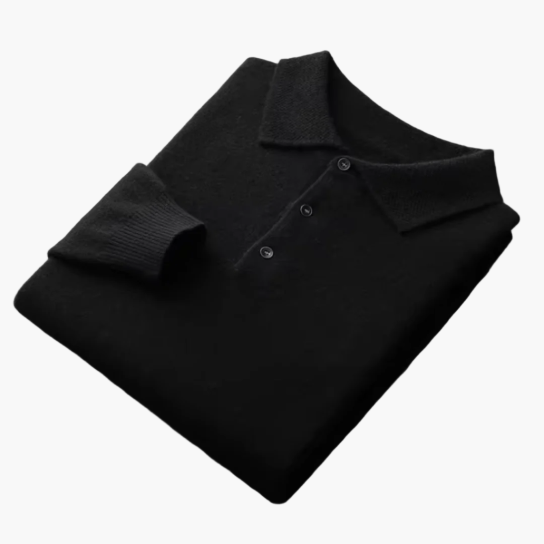 Herren Premium Veganwollpolo Langarm – Klassischer Alltags- & Business-Stil