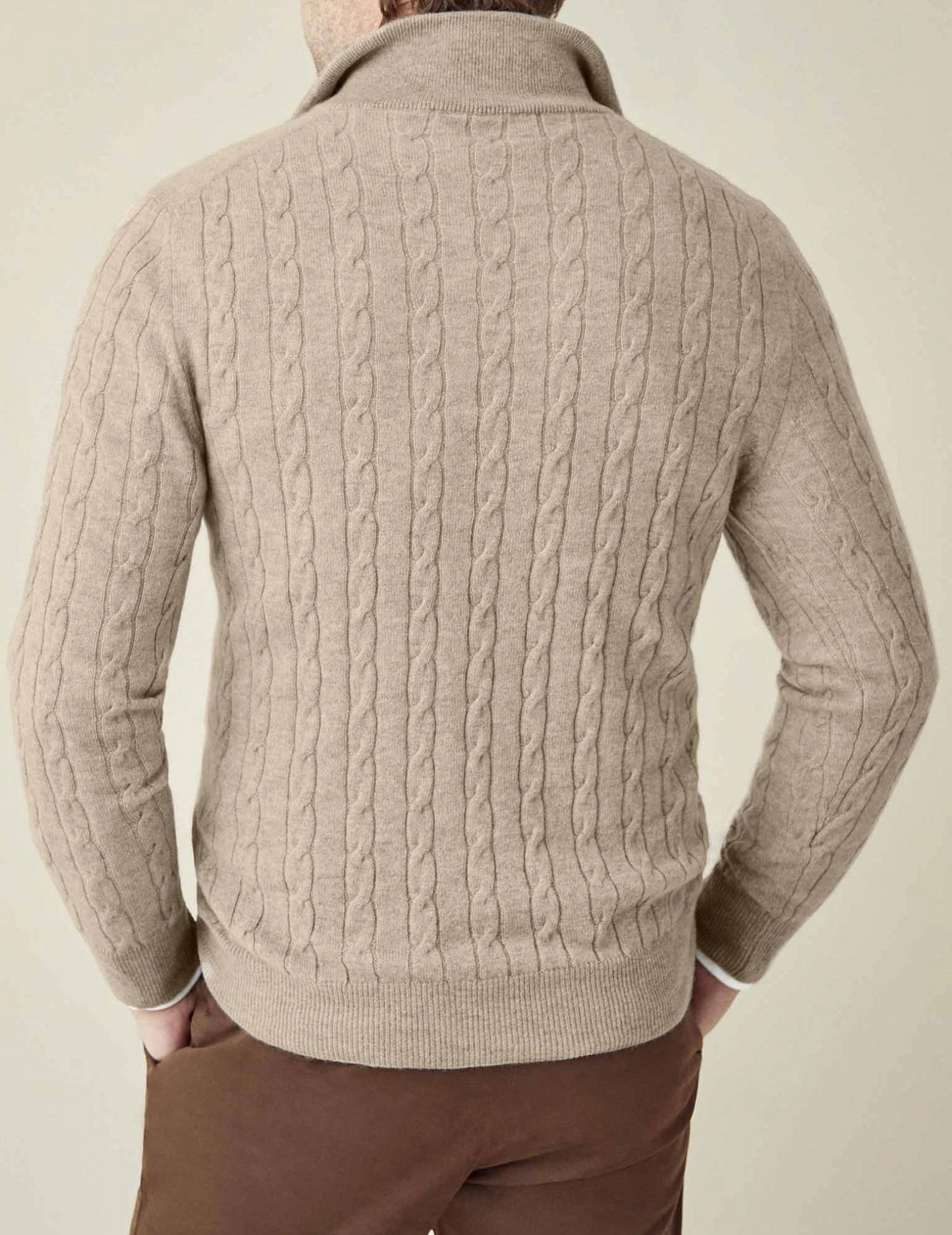 Herren Zopfmuster Pullover mit Reißverschluss – Klassischer Strickstil für Business & Freizeit