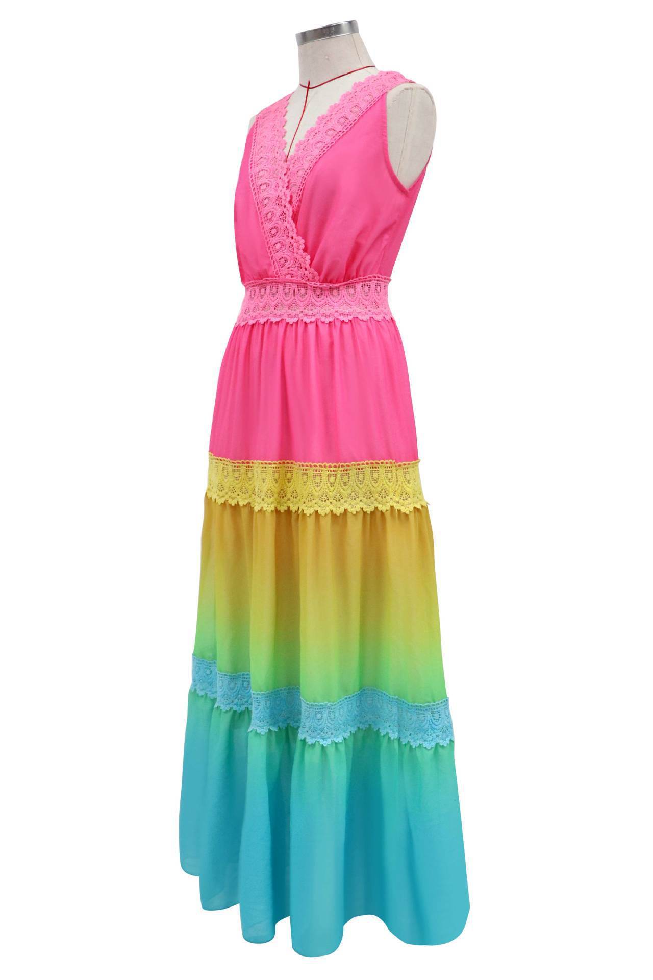 Leah – Ärmelloses Chiffonkleid mit tiefem V-Ausschnitt