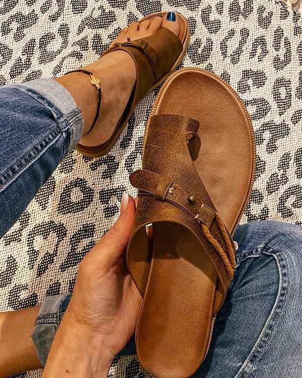 Damen Slip-On Sandalen mit Zehenriemen – Bequeme Sommerschuhe mit verstellbarem Riemen & ergonomischem Design