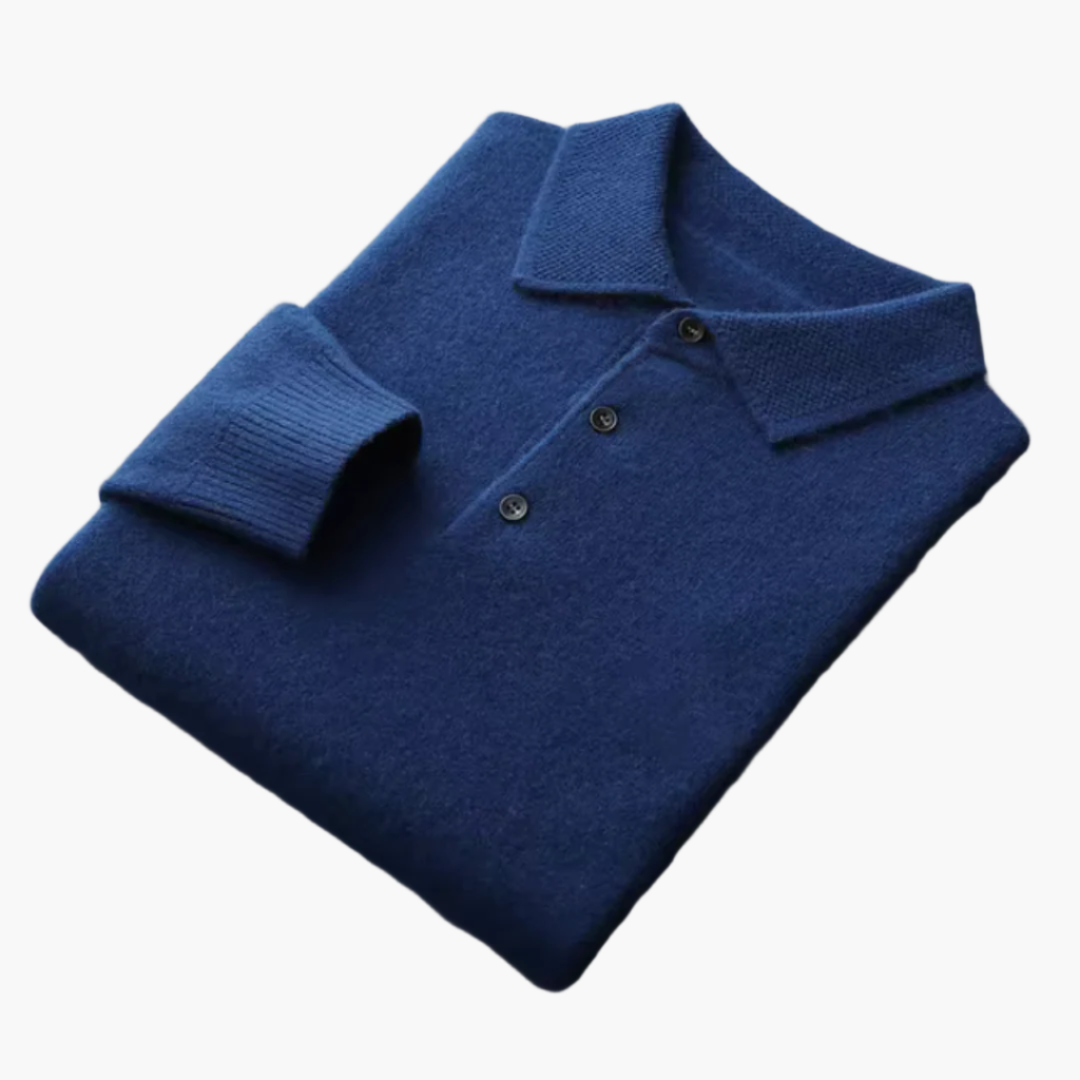 Herren Premium Veganwollpolo Langarm – Klassischer Alltags- & Business-Stil