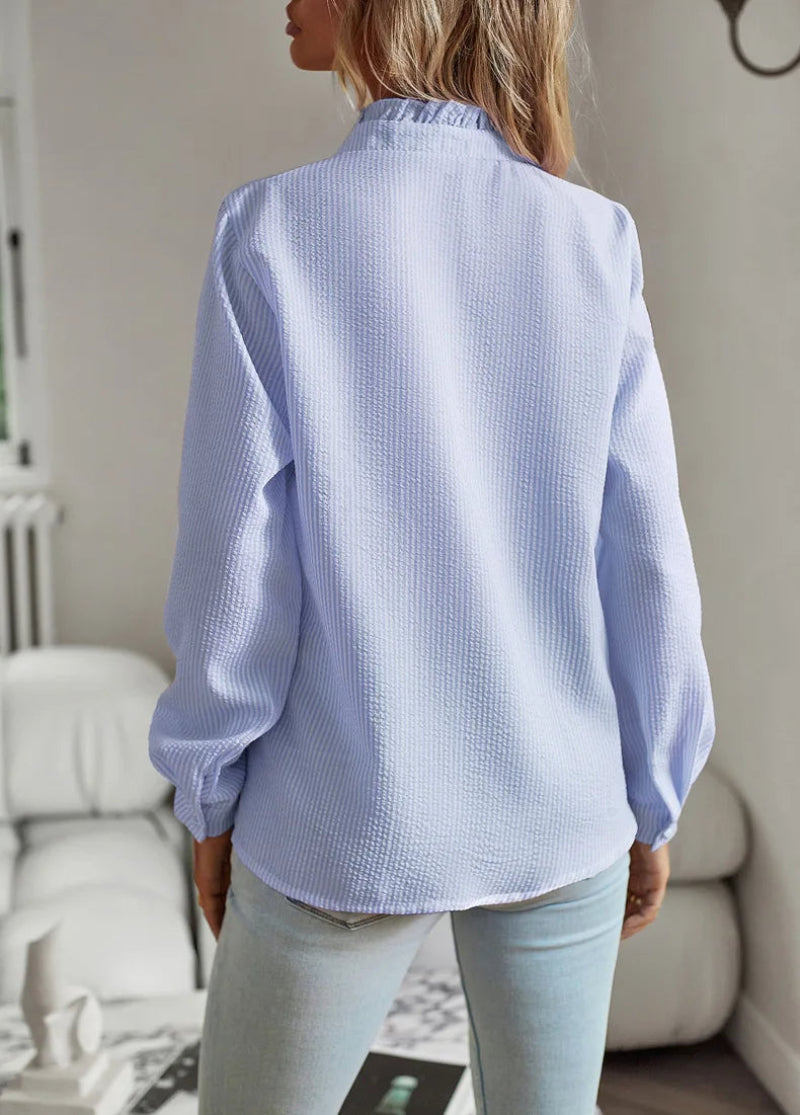 Damen Chiffon Bluse mit Rüschenkragen – Eleganter Alltagsstil für Büro & Freizeit