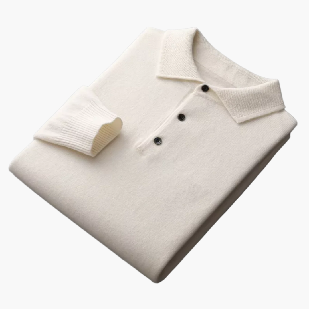 Herren Premium Veganwollpolo Langarm – Klassischer Alltags- & Business-Stil