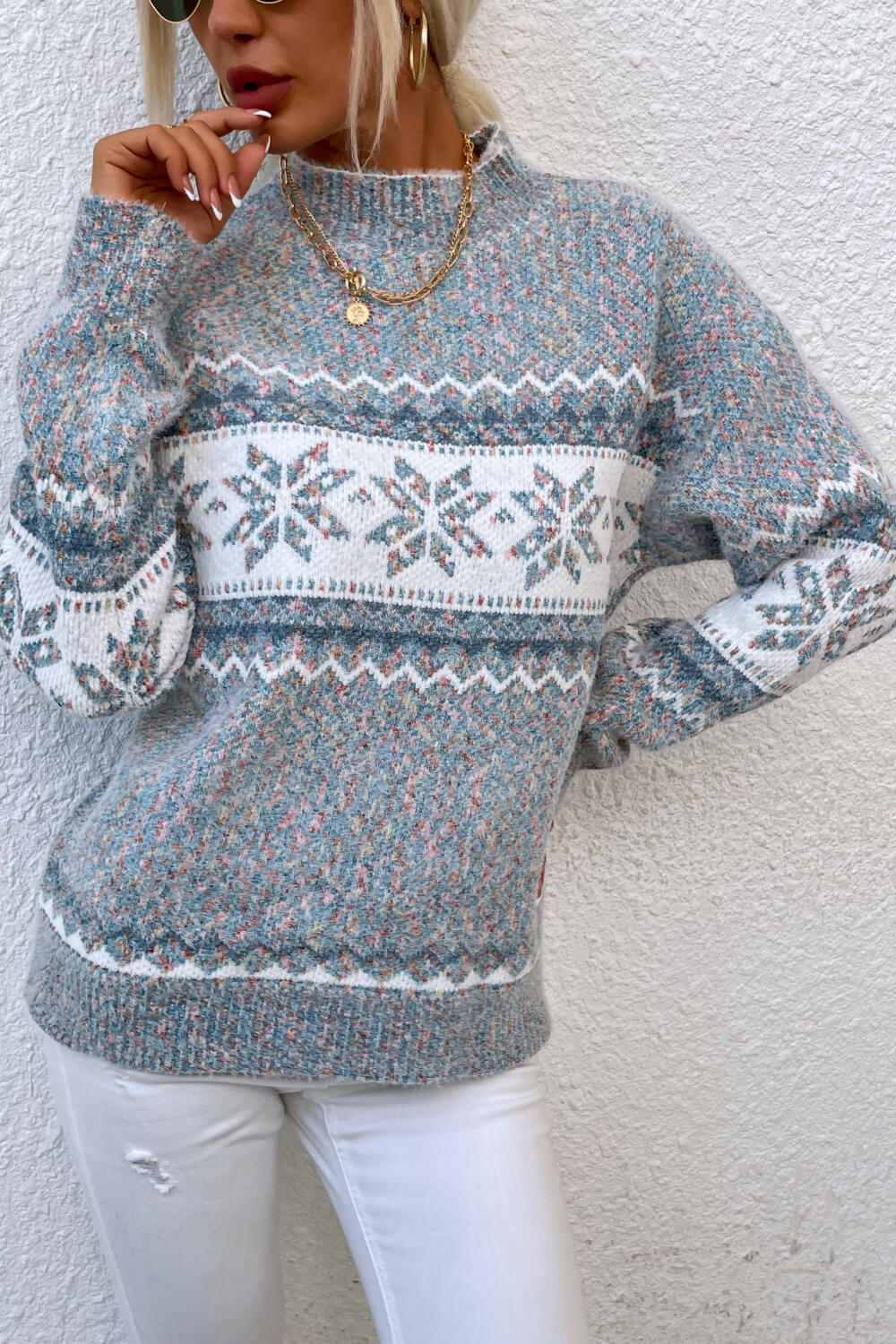 Damen Strickpullover mit Norwegermuster – Winterlicher Freizeit-Look, Komfort Fit