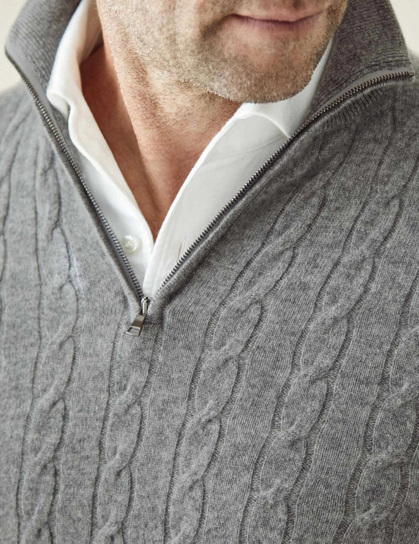Herren Zopfmuster Pullover mit Reißverschluss – Klassischer Strickstil für Business & Freizeit