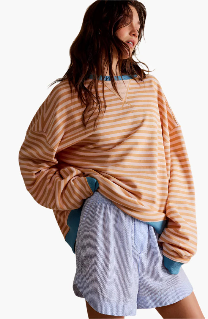 Damen Oversized Streifenpullover – Bequemer Herbst Sweater für stilvolle Freizeit-Looks