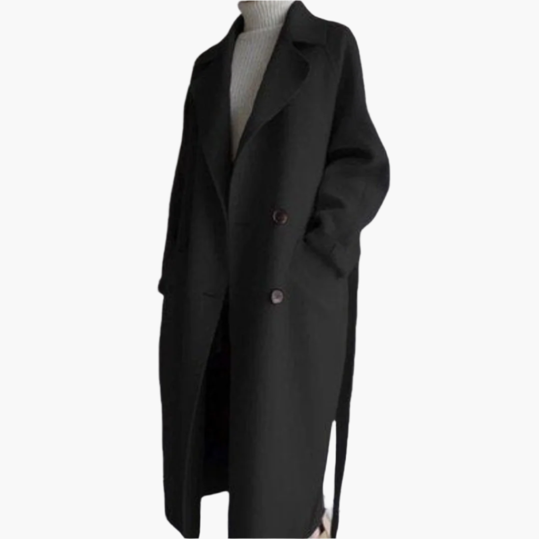 Damen Eleganter Winter-Mantel – Klassischer langer Veganwollmantel für stilvolle Outfits