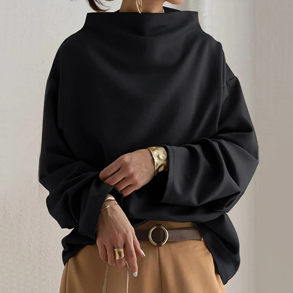 Damen Oversize Pullover mit Langarm – Moderner Casual Stil für Alltag und Büro