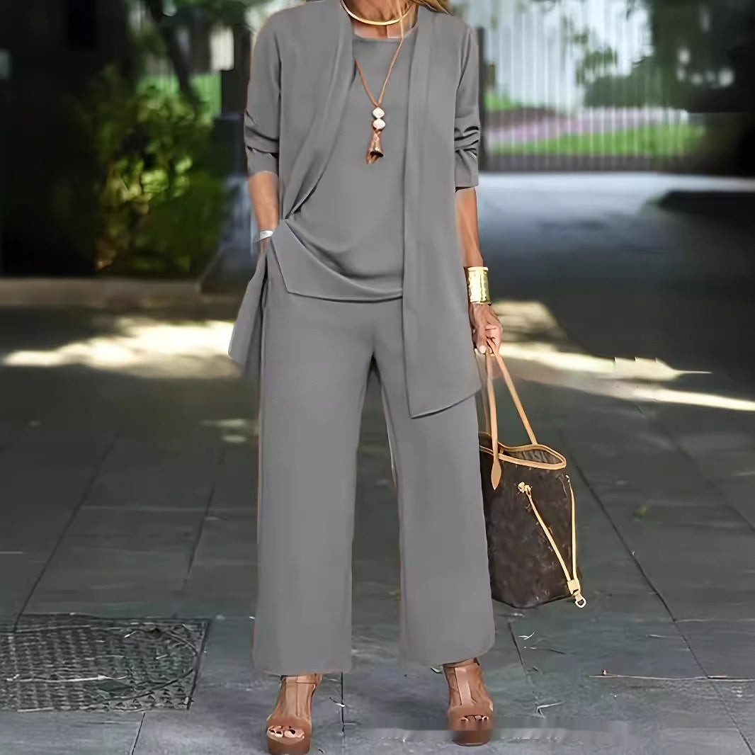 Donna – Temperament Anzug mit Weitem Bein und Ausgestelltem Cardigan