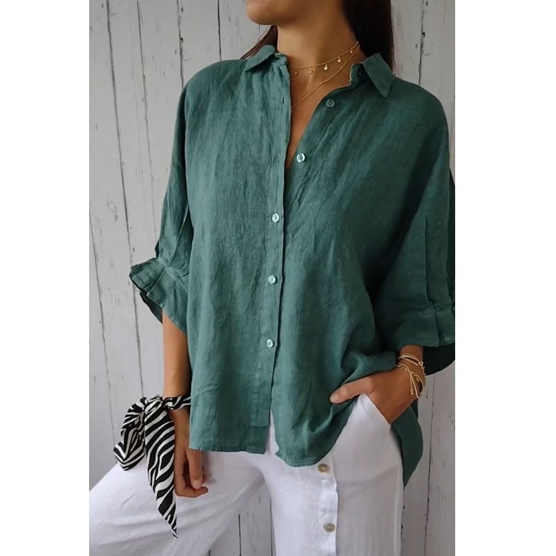 Damen Leinenbluse mit Rückenschleife – Luftiges Sommerdesign für Alltag und Urlaub