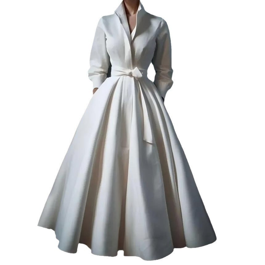 Elegantes Blusenkleid für Damen – zeitloses Swing Dress im Midi-Look, perfekt als Abendkleid oder Cocktailkleid