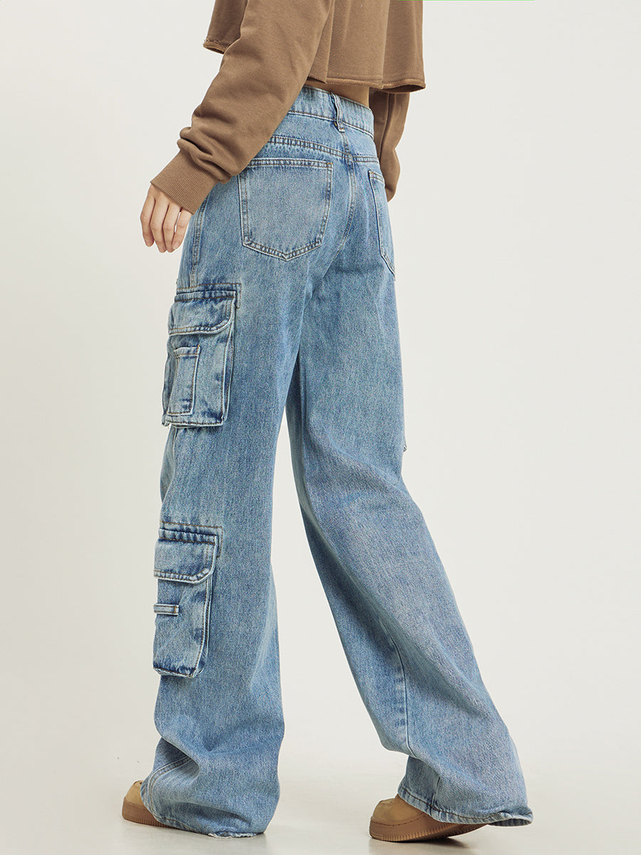 Jean – Retro Gewaschene Damen-Latzhose mit Mehreren Taschen