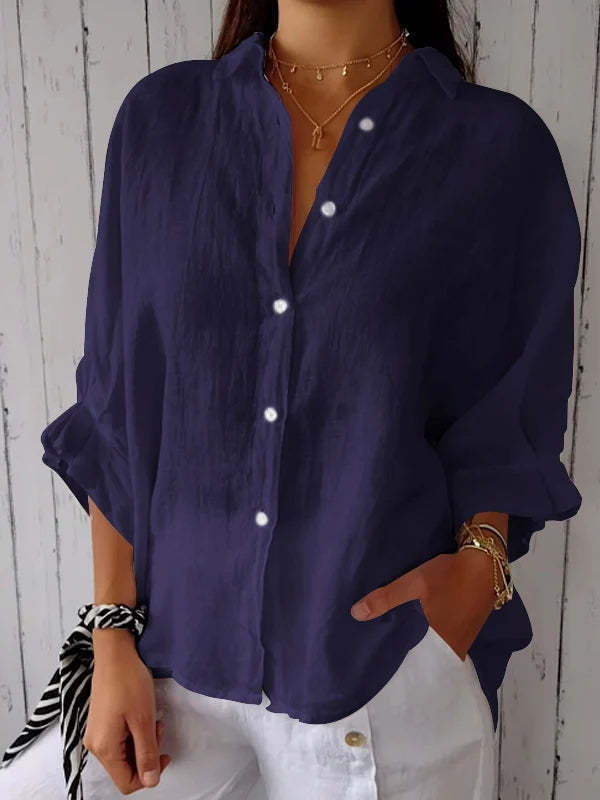 Damen Leinenbluse mit Rückenschleife – Luftiges Sommerdesign für Alltag und Urlaub