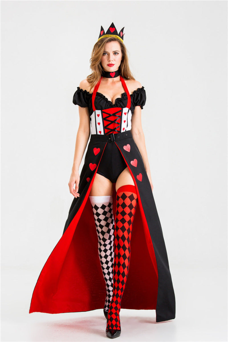 Damen Halloween Königin der Herzen Kostüm – Rolle, Party & Karneval Verkleidung