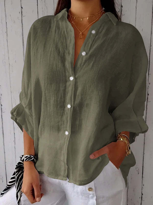 Damen Leinenbluse mit Rückenschleife – Luftiges Sommerdesign für Alltag und Urlaub