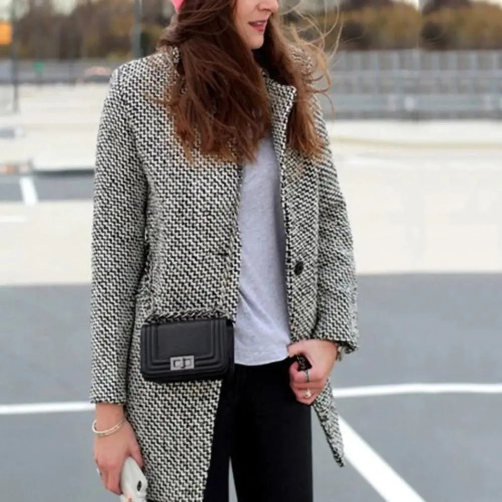 Damen Wollmantel im eleganten Business-Stil – Herbst/Winter Übergangsmantel für Büro & Alltag