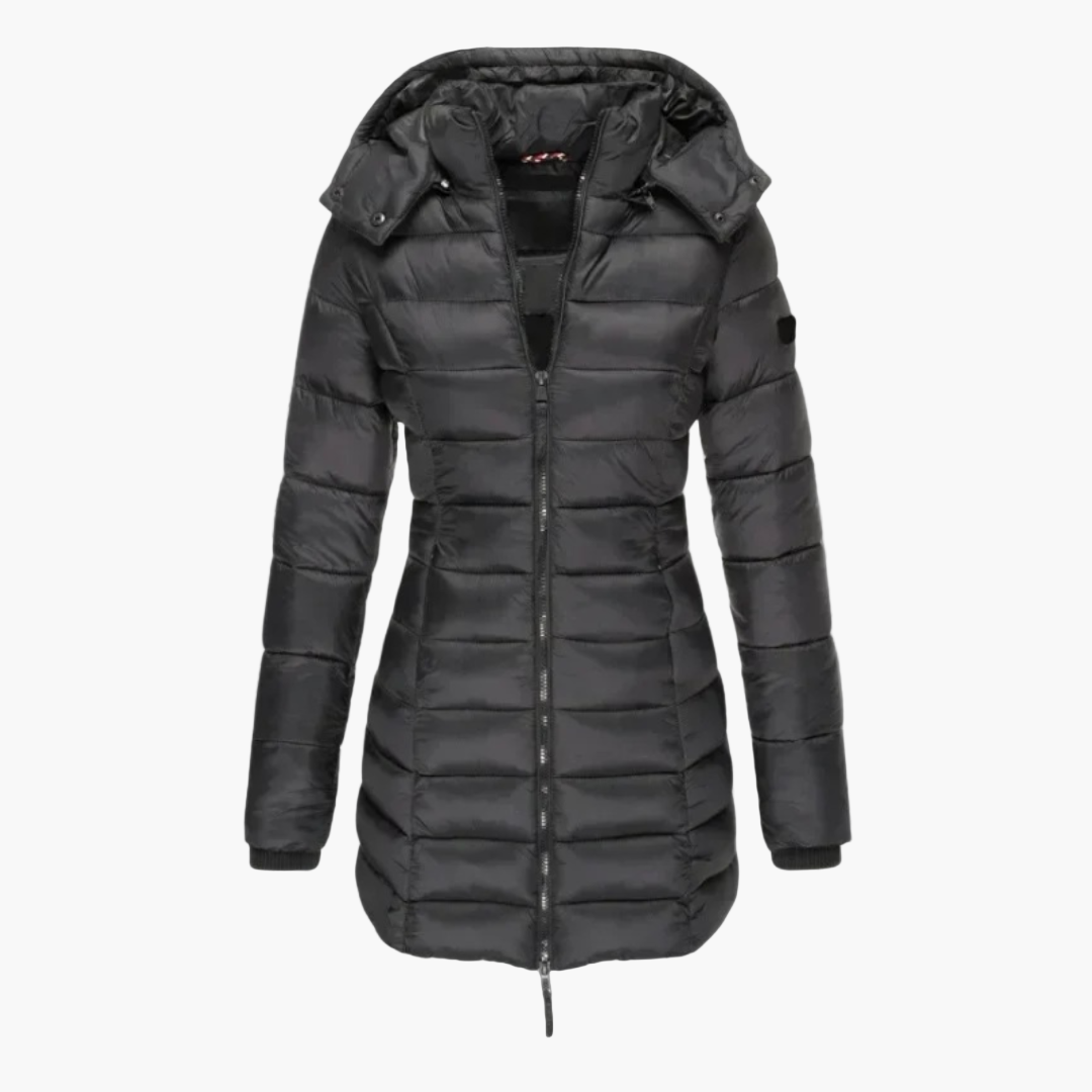 Damen Winter-Steppmantel mit Kapuze – Gefütterter eleganter Outdoor-Mantel für Herbst & Winter