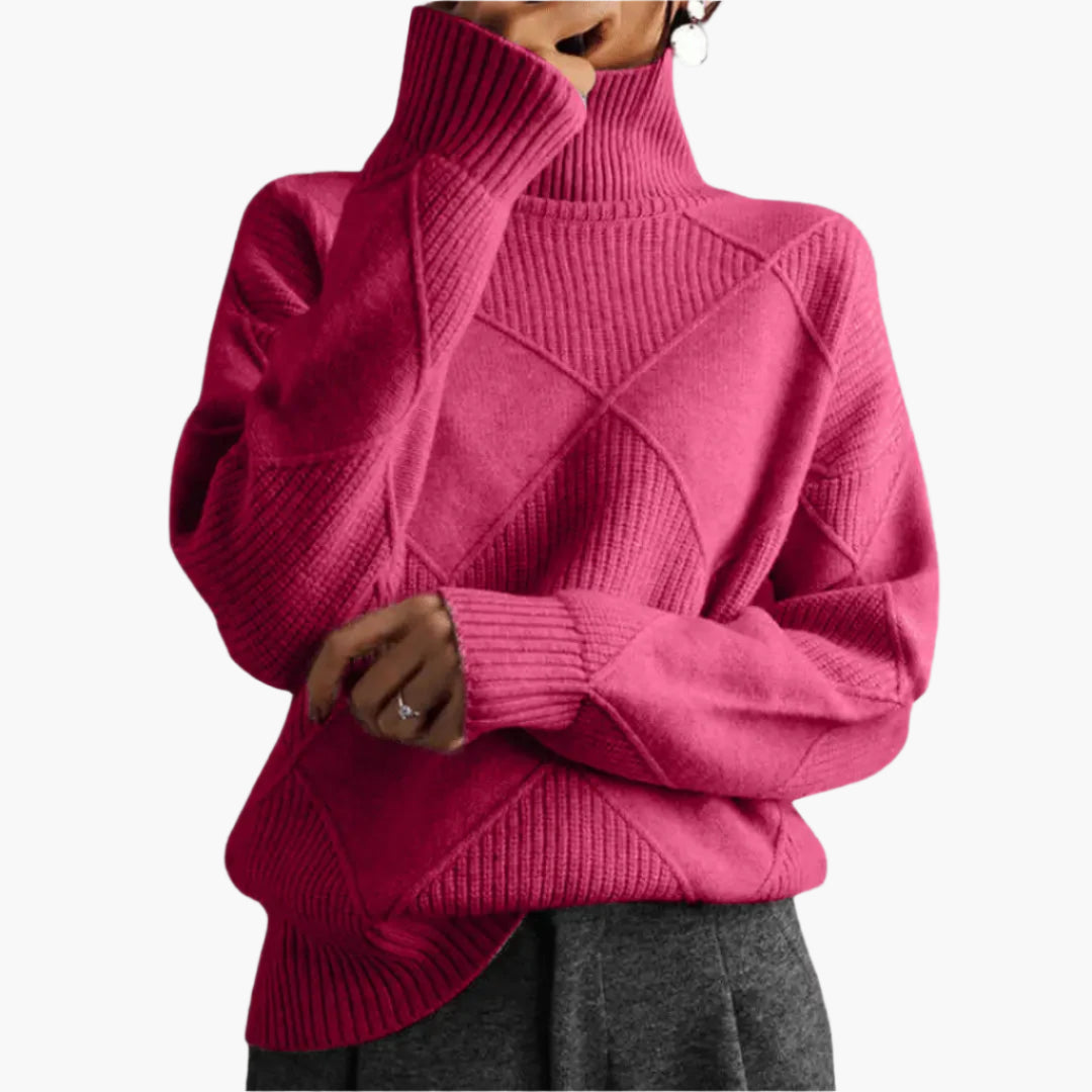 Damen Strickpullover mit Rautenmuster – Modischer Oversize-Pullover für Alltag und Büro