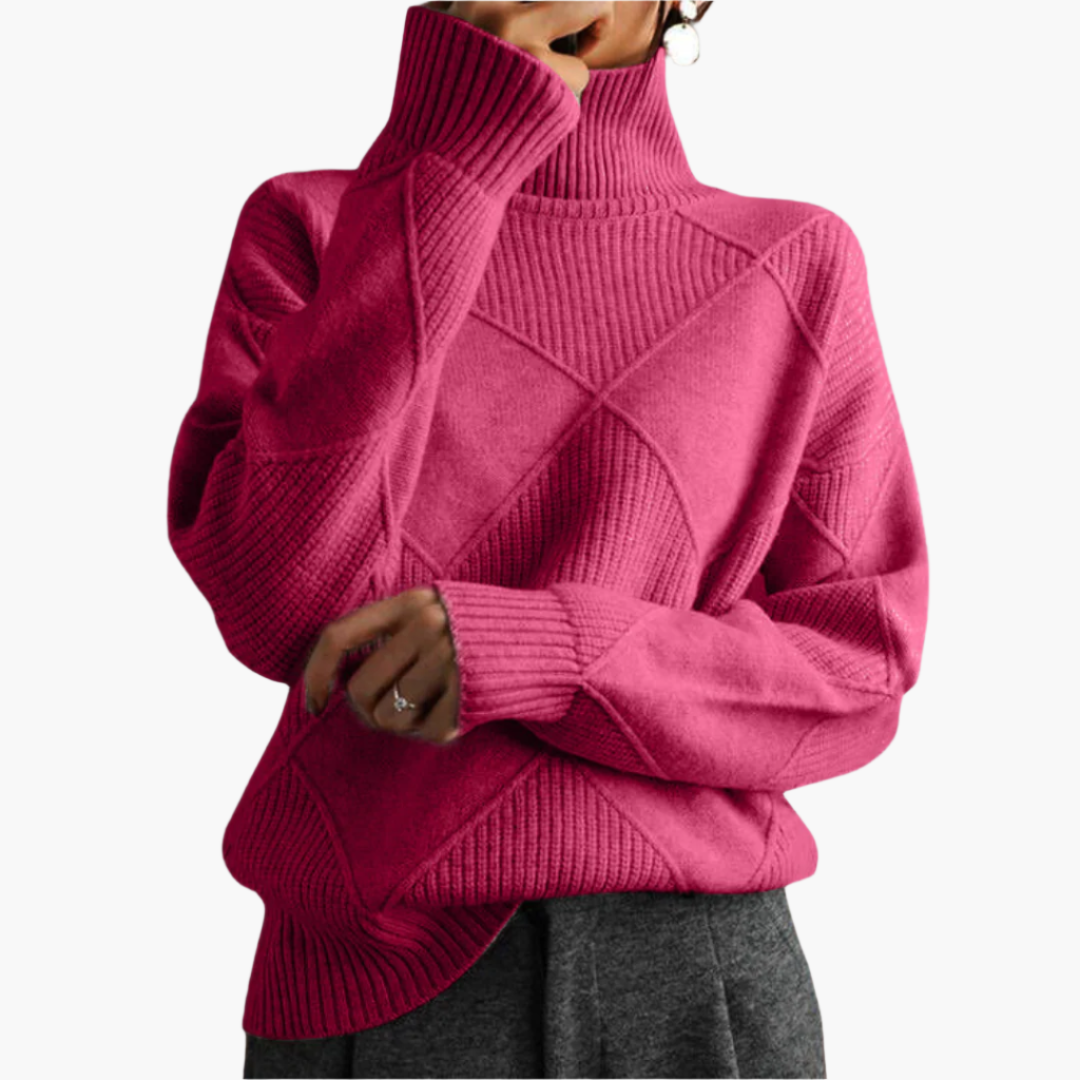Damen Strickpullover im modernen Rautenmuster – Stilvoller Freizeitpulli für Alltag und Büro