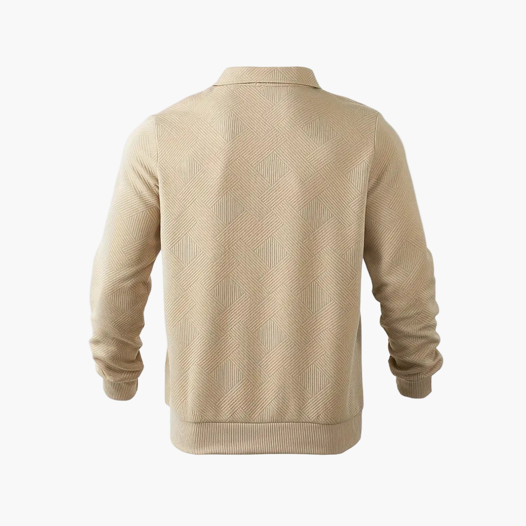 Herren Sweatshirt mit Reißverschluss und geometrischem Muster – Stilvolles Vintage-Design für Alltag und Freizeit