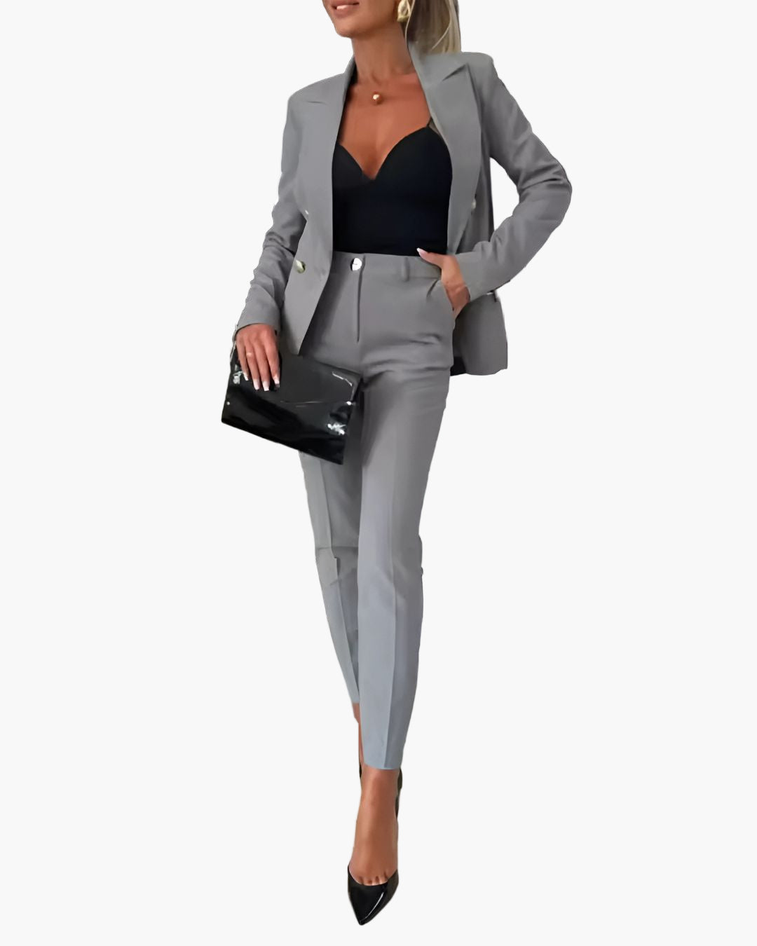 Damen Business Anzug Zweireihig mit Tailliertem Schnitt – Eleganter Hosenanzug für Büro & Abend