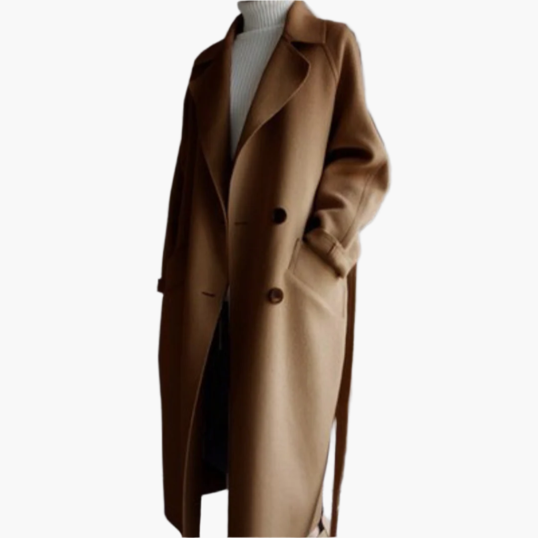 Damen Eleganter Winter-Mantel – Klassischer langer Veganwollmantel für stilvolle Outfits
