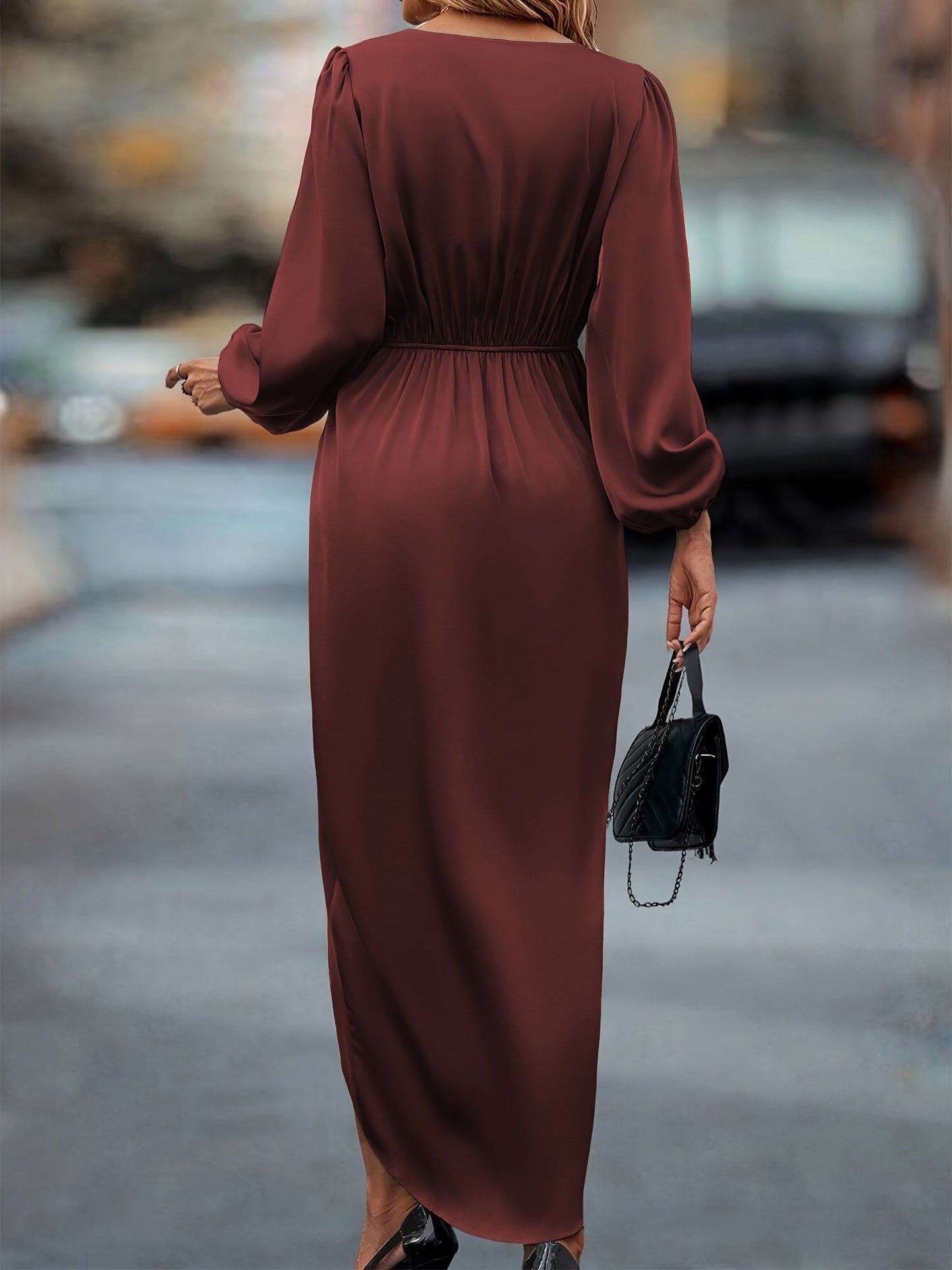 Damen Elegantes Wickelkleid mit Drapierung – Perfekt für festliche Anlässe & Abendveranstaltungen