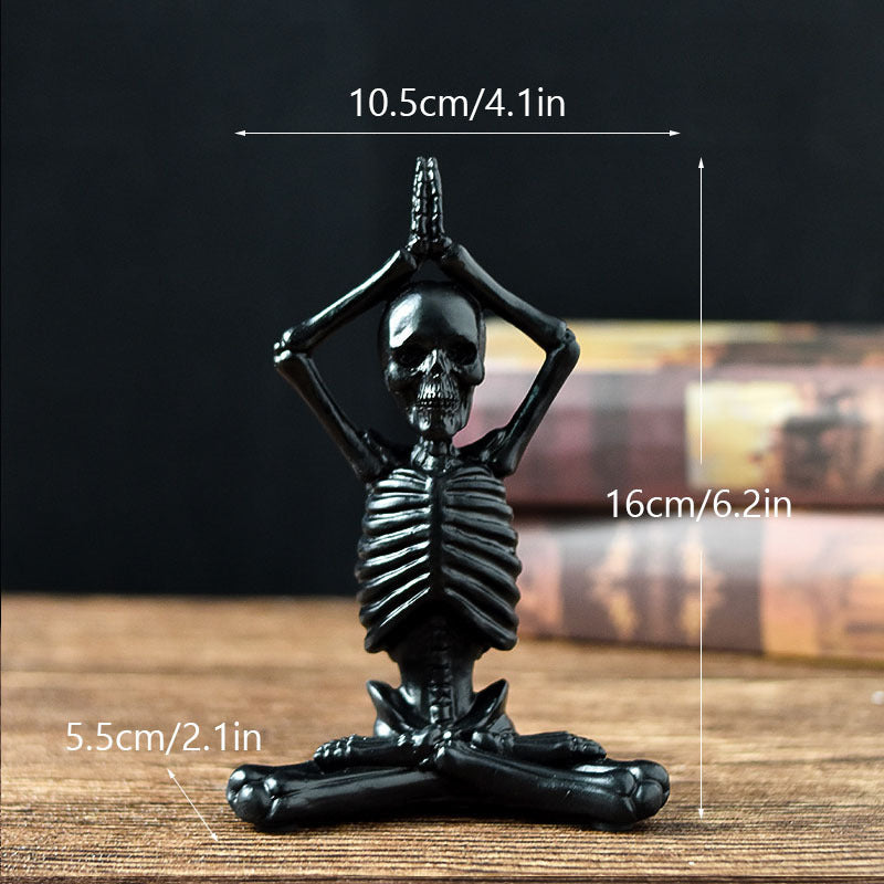 Halloween Dekofigur Skelett Yoga – Gruselige Tischdekoration für Halloween-Partys