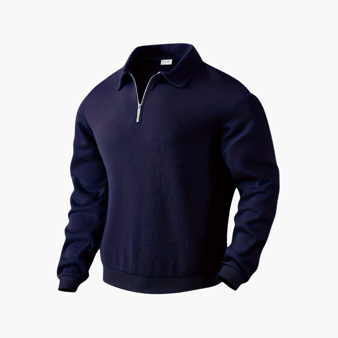 Herren Sweatshirt mit Reißverschluss und geometrischem Muster – Stilvolles Vintage-Design für Alltag und Freizeit