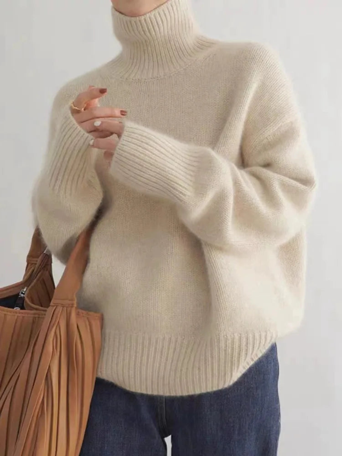 Damen Turtleneck Strickpullover – Moderner Oversized Look für Herbst & Winter