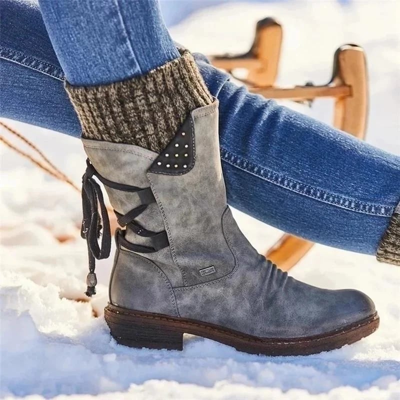 Damen Winterstiefel Vintage Stil – Warme, Bequeme und Rutschfeste Alltagsschuhe für Freizeit & Arbeit