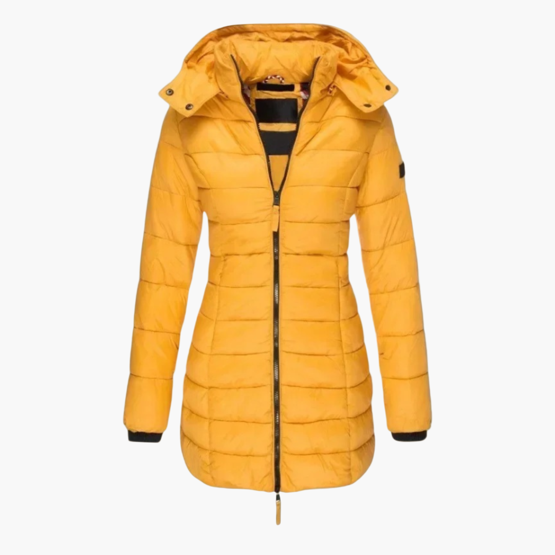 Damen Winter-Steppmantel mit Kapuze – Gefütterter eleganter Outdoor-Mantel für Herbst & Winter