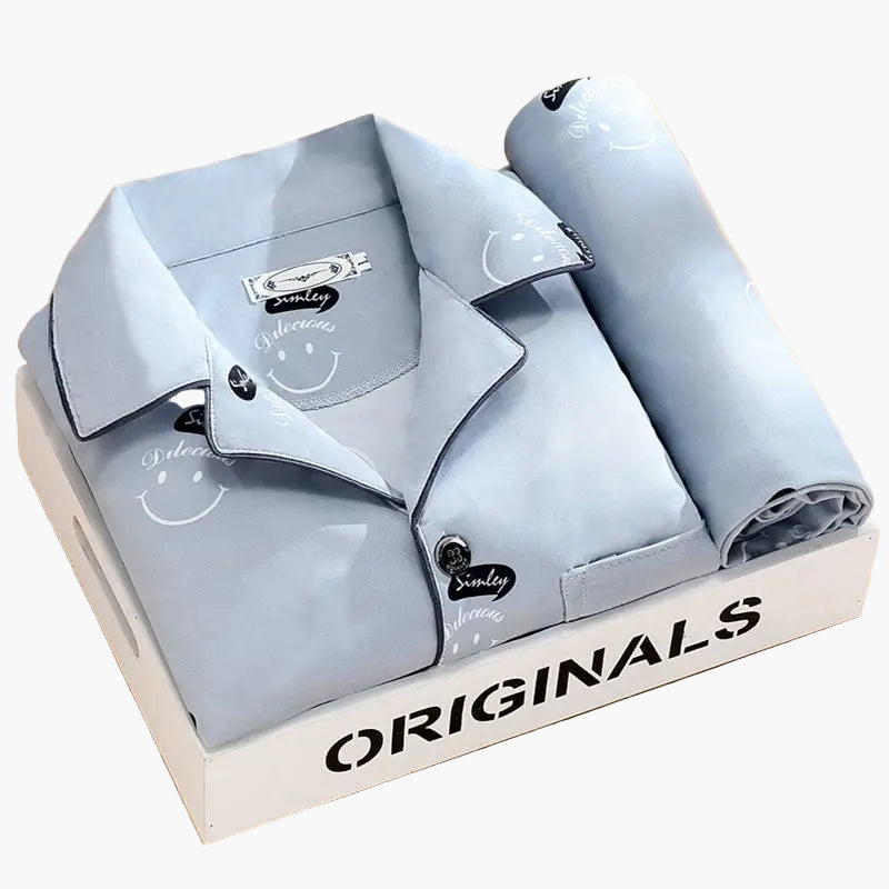 Herren Schlafanzug Set – Klassisches Design mit Weizenmuster, Langarm, Bequeme Nachtwäsche