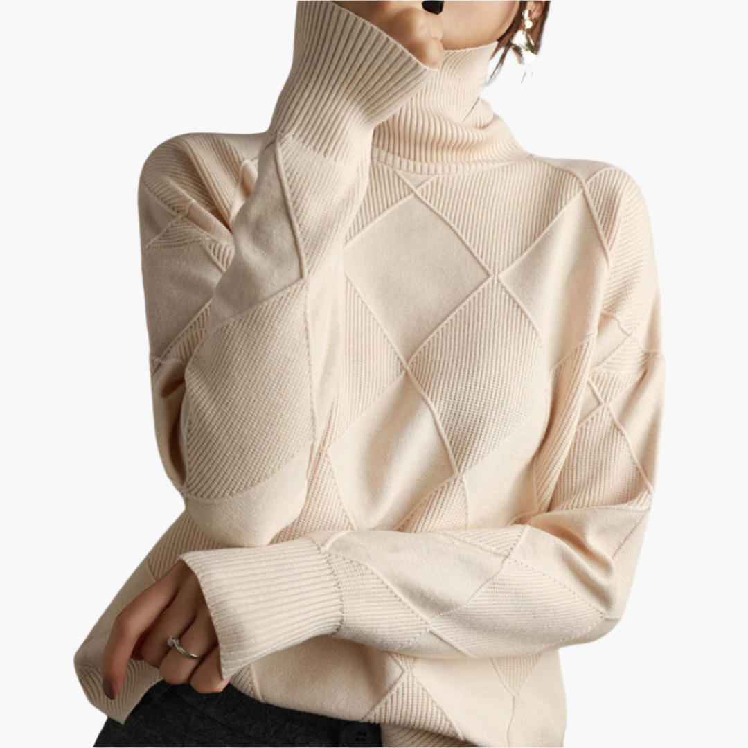 Damen Strickpullover im modernen Rautenmuster – Stilvoller Freizeitpulli für Alltag und Büro