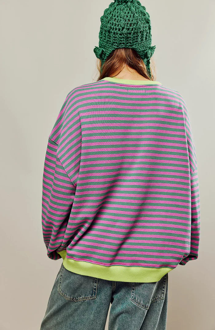 Damen Oversized Streifenpullover – Bequemer Herbst Sweater für stilvolle Freizeit-Looks