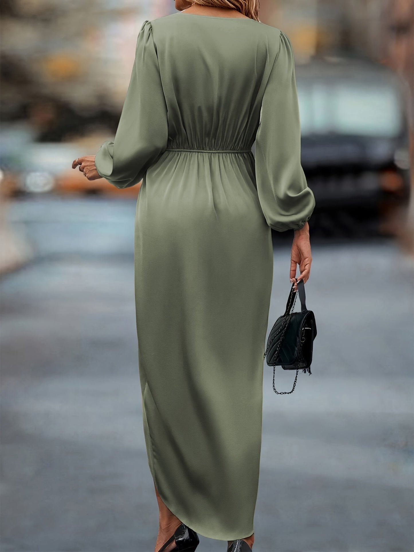 Damen Elegantes Wickelkleid mit Drapierung – Perfekt für festliche Anlässe & Abendveranstaltungen