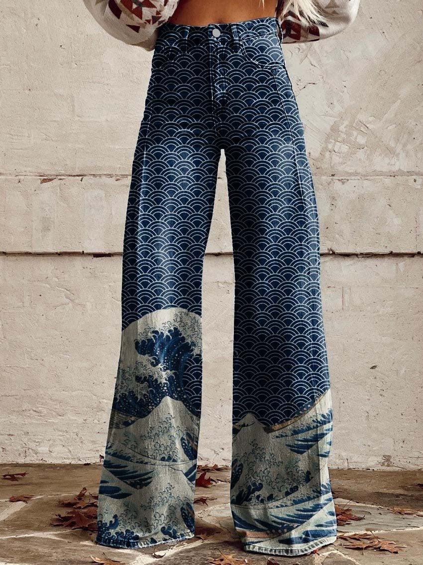 Lucy – Weit geschnittene Damenhose mit 3D-Digitaldruck