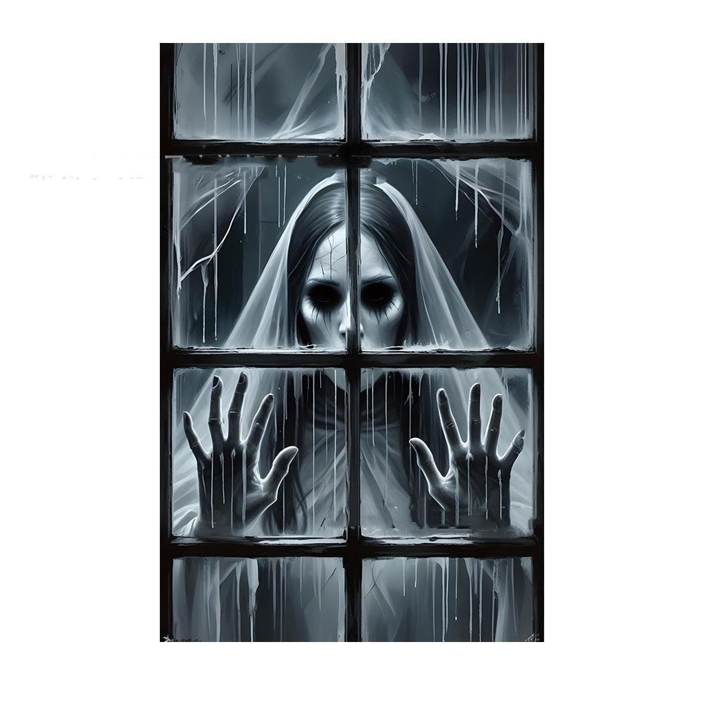 Halloween Fensterdeko Horror Nonne – Gruselige Fensterfolie für Halloween Party & Spukhaus