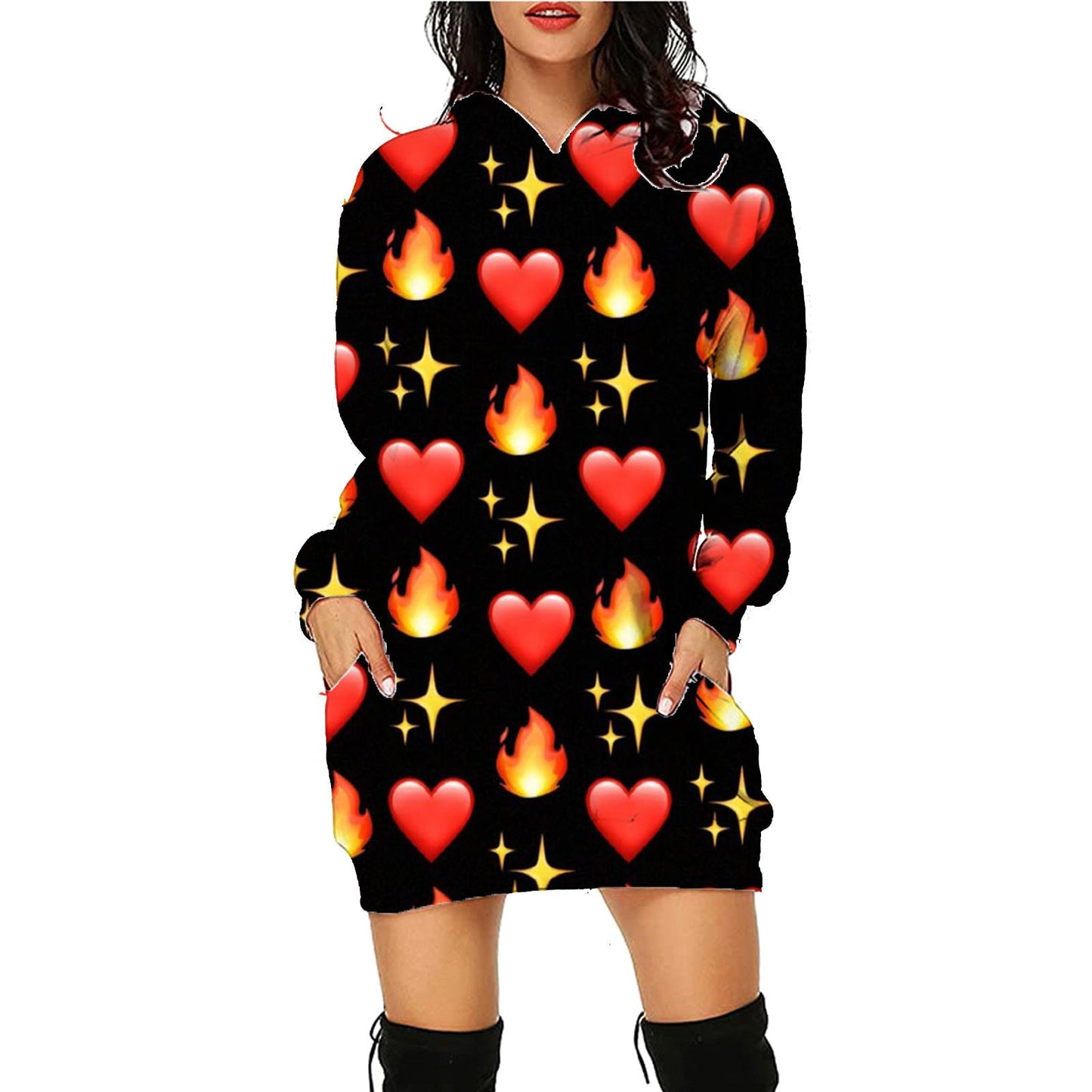 Damen Halloween Hoodie Kleid – Bequemes Freizeitkleid mit lustigen Motiven für Party & Kostüm